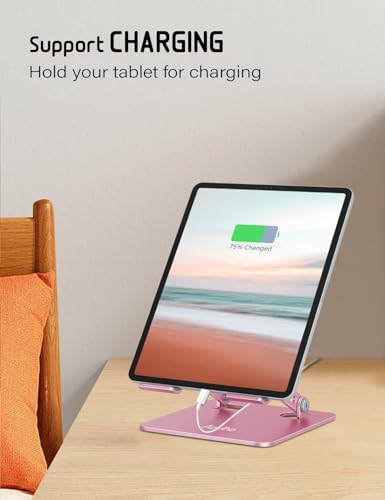 Aoviho Tablet Stand for Desk,Adjustable Tablet Holder,Rose Gold | Stable Aluminum Design, Fits iPad Pro/Air/Mini & Samsung Tablets, Adjustable Viewing, Ideal for Office & Home - color: Rose Gold