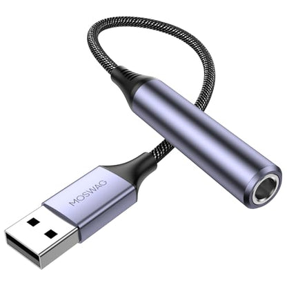 MOSWAG USB to 1/4 Jack Audio Adapter with External Sound Card | USB to 6.35mm Female Headphone Aux Adapter, For Laptop, PC, Amplifier, Speaker, 6.35mm Headphone NOT for Recording and Mic
