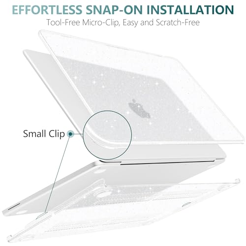 Batianda StarryMist Case for MacBook Neo 13 Inch 2026, Starry Clear | 4-in-1 Bundle Subtle Glitter Mist Finish, Slim Lightweight Shell, Everyday Protection for MacBook Neo 13 Inch Model A3404 - color: Glitter‌ Clear