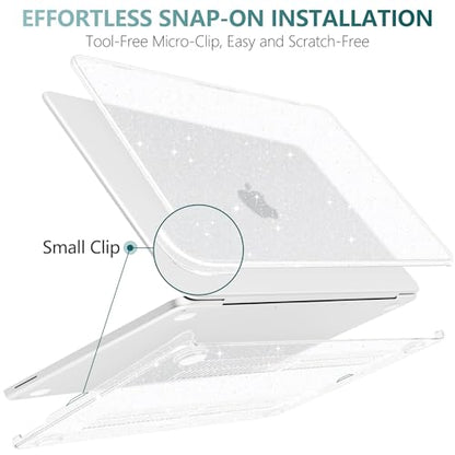 Batianda StarryMist Case for MacBook Neo 13 Inch 2026, Starry Clear | 4-in-1 Bundle Subtle Glitter Mist Finish, Slim Lightweight Shell, Everyday Protection for MacBook Neo 13 Inch Model A3404 - color: Glitter‌ Clear