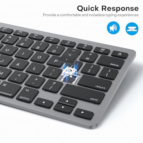 OMOTON Ultra-Slim Wireless Keyboard for Mac, Stable Bluetooth Connection, Ergonomic Tilt Angel, Auto Sleep Energy Saving & Portable for Business Trip & Travel, Compatible with MacOS 10.10+, Black Grey - color: Black Grey