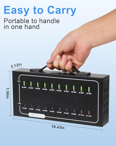 770W USB Charging Station, 20 Port Fast Charging Station for Multiple Devices, PD-140W USB C Charger Block, Smart Power Delivery & Multi Protection for Laptop MacBook iPhone, iPad, Tablet, and More
