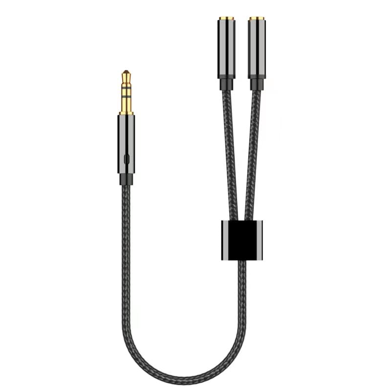 Headphone Splitter 3.5mm Mic and Audio Y Splitter TRRS Headset Adapter Cable Compatible with PC, Laptop, Android, Windows.(Grey) - color: Grey
