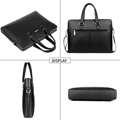 FSD.WG]Business Bag Leather Briefcase Shoulder Laptop Business Bag for Men - color: Black