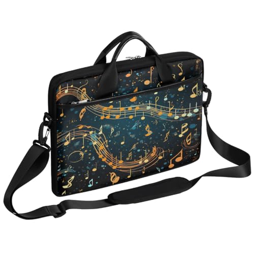 Laptop Shoulder Bag for Women Men, Waterproof Computer Case Messenger Bag Briefcase for Business Office Travel - color: Musical Notes Abstract
