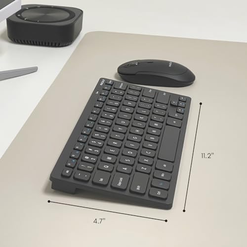 Macally Compact Wireless Keyboard - 2.4 Small Keyboard for Laptop, Desktop PC, Surface, Chromebook, Notebook, Slim Mini Key board with 2.4G Wireless USB - Portable, Ready for Travel without Number Pad - color: Black