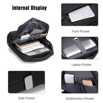 FANDARE 15.6 Inch Laptop Backpack for Men Women Business Travel Backpack with USB Charging Port & Luggage Strap Large Waterproof Polyester Carry On Backpack Gray - color: Gray