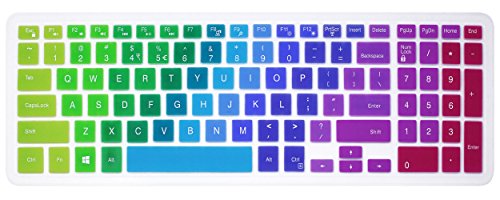 Silicone Keyboard Cover Compatible for 15.6 inch Dell Inspiron 15 3000 & 5000 Series, 17.3 inch Dell Inspiron 17 5000 Series, Inspiron 15 i3541 i5566, Inspiron 17 i5749 Series Laptop (Rainbow) - color: Rainbow