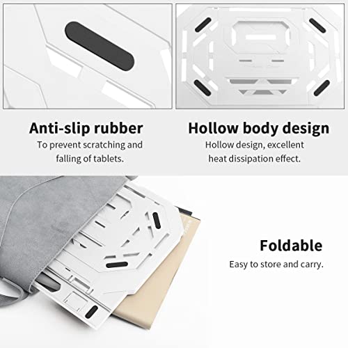 Drawing Tablet Stand, Foldable Stand for Laptop or Tablet Display, 9 Levels Adjustable Angles with a Built-in Phone Holder, for 12-17 inch Drawing Tablets, Smartphones - color: White