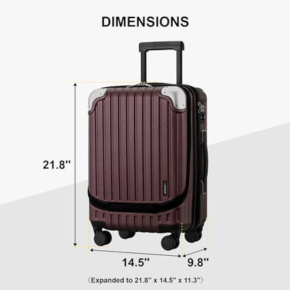 LEVEL8 Grace Large Carry on Luggage, 20 Inch Expandable Hardside Suitcases with wheels, Abs+Pc Harshell Spinner Luggages with Tsa Lock, Red - color: Red, size: 20 Inch - EXT