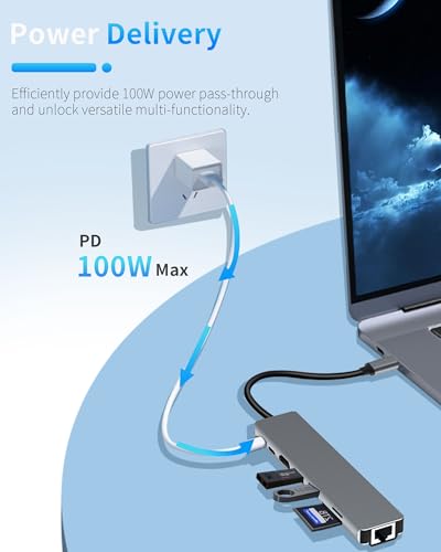 8 in 1 USB C Docking Station - 4K HDMI, 100W PD, 3 5Gbps Data Ports, TF/SD Card Reader, USB Hub for Laptop, MacBook Pro/Air/Mac/Dell/HP/ASUS/Acer/Steam Deck - style: 8 in 1 USB C Docking Station