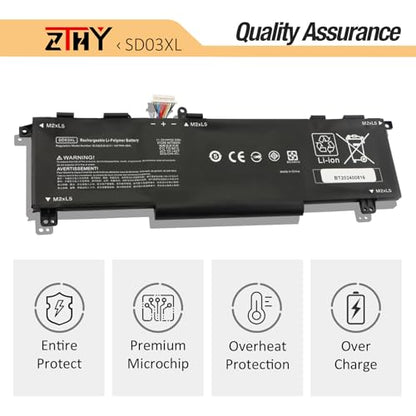 52.5Wh SD03XL Battery Replacement for HP Omen 15-EN 15-EN0000 15-en0xxxx | Omen 15 2020 15-EK 15-EK0000 15-ek0013dx 15-ek1013dx 15-ek0xxxx 15-ek1xxxx 15-ek1075cl 15-en0023dx 15-en1075cl 15-en1xxxx - size: 10.24*3.11*0.28 inch SD03XL