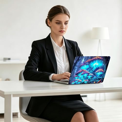 Universal Laptop Skin Decal, 3-Piece Vinyl Protector for 12 13 14 15.6" Notebook, Waterproof Anti-Scratch, Easy Trim & Bubble-Free Finish, Mushrooms are Glowing - color: Mushrooms are Glowing
