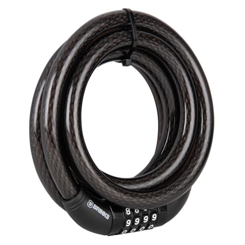 BRINKS 6 ft Outdoor Heavy Duty Bike Lock Cable, Thick, Anti Theft Self-Coiling Design, Resettable 4-Dial Combination, 5/8" Weather-Resistant Vinyl Coating for Bikes - style: 5/8" Heavy Duty 1PK