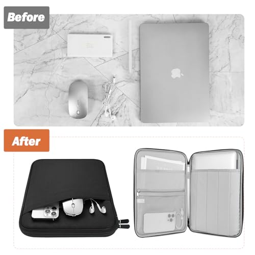 MoKo 13.3-14 Inch Laptop Sleeve Case, Fits New 13-inch MacBook Neo A18 Pro/Mac Air M5-M1, 14" MacBook Pro M5 Pro/M5 Max/M5/M4/M3/M2/M1, Protective Bag Carrying Case with Pocket, Black - color: Black, size: 13.3-14 inch