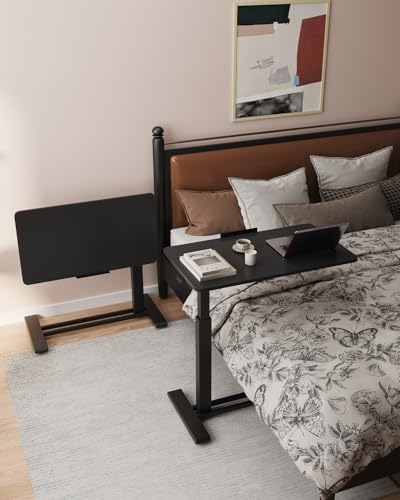 FLEXISPOT H7 PRO 90° Tiltable Mobile Overbed Table with Pneumatic Lift,32'' | Full foldable bedside table with adjustable desktop for laptop, Rolling Computer Cart and bed sofa.31.5" W x 17.7" D,Black - color: Black, size: 32x18