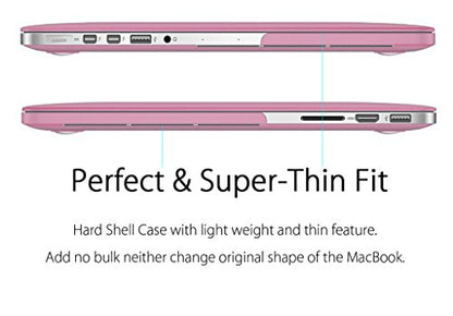 UESWILL Matte Hard Shell Case Cover Compatible with MacBook Pro (Retina, 13 inch, Early 2015/2014/2013/Late 2012), Model A1502/A1425, No CD-ROM, No USB-C, Pink - color: Pink, size: MacBook Pro 13" Retina A1502/A1425