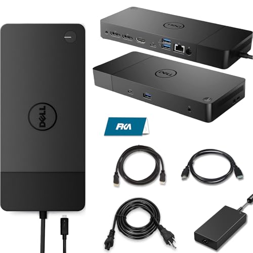 Dell WD19TBS Thunderbolt Dock, 180W Dell Docking Station with HDMI/Dual DisplayPort, Dual Monitor Support, Bundle with HDMI/DP Cables (Renewed) - style: WD19TBS-180W