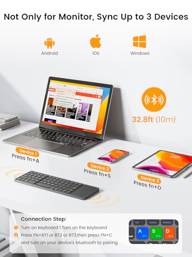 UPERFECT 15.6'' 1080P Touchscreen Portable Monitor with Battery 8000mAh | 125% sRGB Travel Monitor with Bluetooth Keyboard, Kickstand, Bag, VESA, Ultra-Slim External Screen for Laptop, PC, Phone - size: 15.6-inch