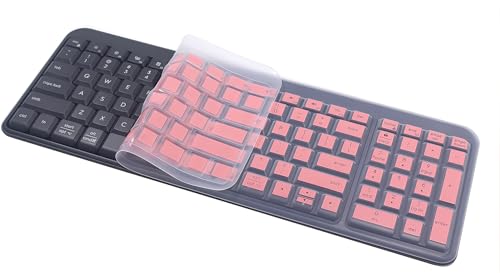 Silicone Keyboard Skin Cover Compatible for 2025 Logitech MK250 Bluetooth Wireless Mouse and Keyboard Combo & Logitech K250 Bluetooth Keyboard with Numpad (Pink) - color: Pink