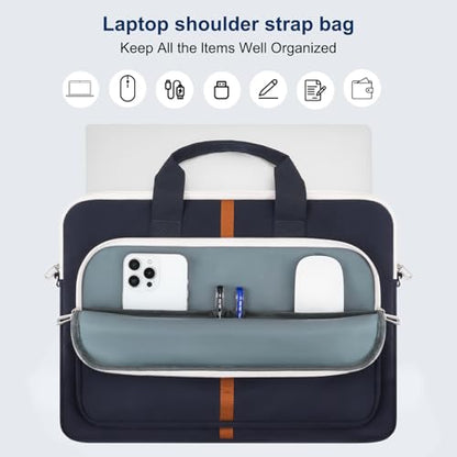 MOSISO Laptop Shoulder Bag Carrying Case, 15-16 inch Computer Bag | Compatible with MacBook Pro 16 inch/Air 15 inch, HP Dell Lenovo Acer Asus, Messenger Bag with Trolley Sleeve & Pockets, Blue