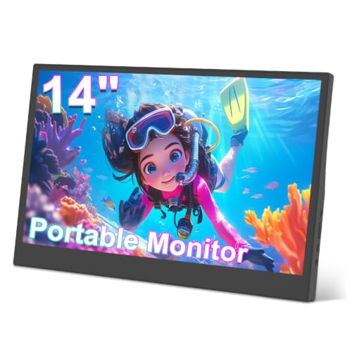14" Portable Monitor, Monitor,Portable Monitor for Computer,IPS Gaming Monitor w/Premium Smart Cover & Screen Protector, Speakers, for Laptop PC MAC Phone PS4 Xbox Switch (14") - size: 14"