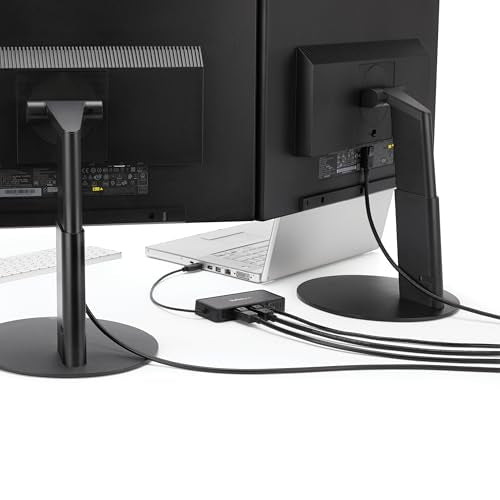 StarTech USB-A DisplayLink Dual 4K 60Hz DP Mini Dock, GbE, TAA (USBA2DPGB) | USB 3.0 mini docking station, DisplayLink, Gigabit Ethernet port, 1ft 30cm cable, Laptop adapter, Portable