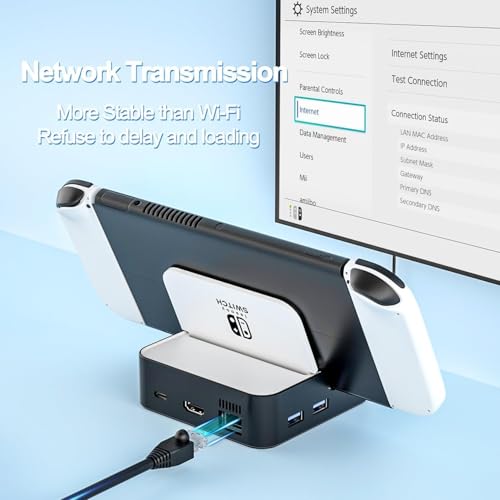 MVIIOE Upgraded Switch TV Dock for Nintendo Switch 1/Switch OLED | Switch Docking Station with LAN Ethernet, Support YouTube, 4K@60HZ 1080P HDMI 2.0 Port, 3 USB Ports & PD Fast Charging White - size: SWITCH 1