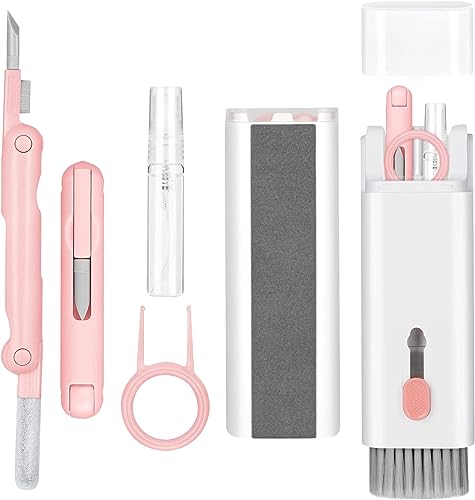 7-in-1 Electronic Cleaner Kit,Keyboard Cleaner,Laptop Cleaner Kit for Monitor, Cell Phone, Headset, Laptop Camera Lens (Pink) - color: Pink