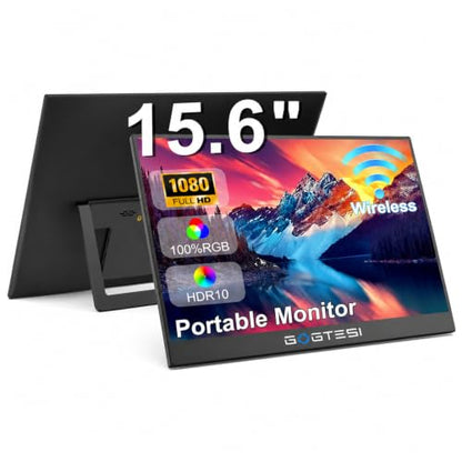 Wireless Portable Monitor 15.6 inch 1080P FHD | for laptop|USB-C|Switch|Bluetooth Monitor|travel|office|low blue light|ultra slim