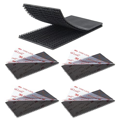 3M Dual Lock 2in x 4in 4pcs, EZ Pass Holder/IPass/IZoom/Sunpass, Adhesive Mounting Strips Black Fastener - size: Black 2in x 4in x 4pcs
