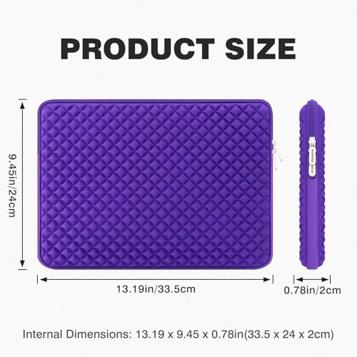 RAINYEAR 13 Inch Laptop Sleeve Shockproof Diamond Foam Padded Case, Purple | Protective Soft Fluffy Lining Case for 14'' MacBook Pro/Max 13.3" MacBook Air/Pro M1 M2 M3 M4 M5 13.3" PC Notebook Chromebook - color: Purple, size: 13"-13.3"
