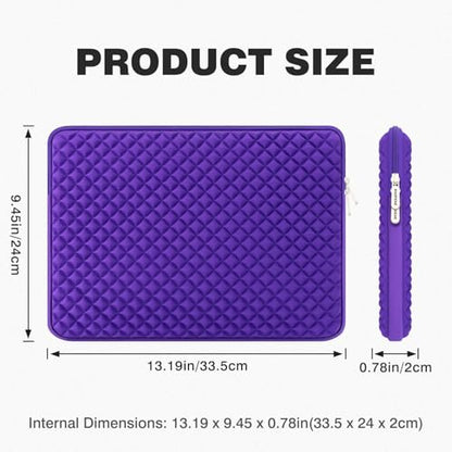 RAINYEAR 13 Inch Laptop Sleeve Shockproof Diamond Foam Padded Case, Purple | Protective Soft Fluffy Lining Case for 14'' MacBook Pro/Max 13.3" MacBook Air/Pro M1 M2 M3 M4 M5 13.3" PC Notebook Chromebook - color: Purple, size: 13"-13.3"