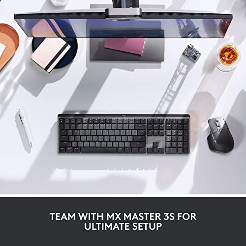 Logitech MX Mechanical Mini Wireless Illuminated Keyboard, Clicky Switches, Backlit, Bluetooth, USB-C, macOS, Windows, Linux, iOS, Android, Metal - size: Compact, style: Clicky (satisfying click)