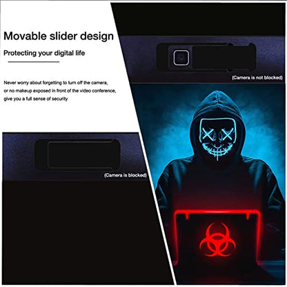 Laptop Camera Cover Slide, Webcam Cover Slide, Ultra-Thin, US Flag Pattern Design, 6 Pack Apply to Laptop, Tablet, MacBook Camera Cover Slide Protect Your Privacy (Black & 6-Pack) - color: Oversized - Black -6 Packs