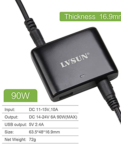 90W Universal Laptop Car Charger Ultra Small AC Cigarette Lighter Adapter with USB A Port 5v 2.4a Compatible for Asus, Hp, compaq, IBM, Gateway, Toshiba, Lenovo, Samsung, Ultrabook, and More