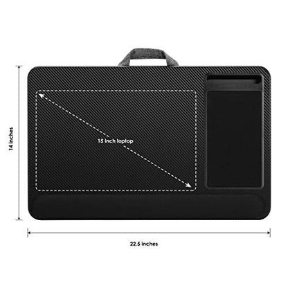 LapGear Home Office Pro Lap Desk with Wrist Rest, Mouse Pad, and Phone Holder - Black Carbon - Fits Up to 15.6 Inch Laptops - Style No. 91498