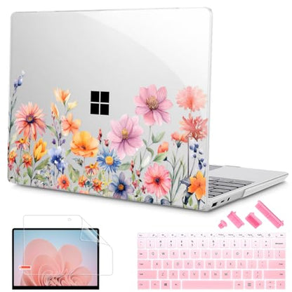 Mektron Surface Laptop Go 12.4 inch Case Compatible with Go 3/2/1 Microsoft Surface Laptop 12.4" Cover 2023-2020 Releases Model 1943/2013 Plastic Hard Shell Case with Screen Protector, Floral P165 - color: Floral P165