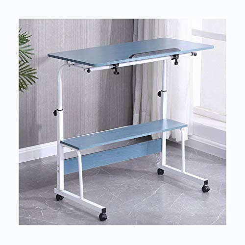 Overbed Table Wheels The Sofa Overbed Table Laptop Table Rolling Laptop Table Lap Desk For Laptop Rolling Cart Tilting Overbed Table Adjustable Laptop Stand Sofa (Black Walnut Color 80 * 40 (Nordic Bl - color: Nordic Blue 80*40*87cm