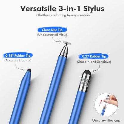 MEKO 3 in 1 Stylus Pens for Touch Screens, High Sensitivity & Precision Capacitive Stylus Pencil for Apple iPad iPhone Tablets Samsung Galaxy All Universal Touchscreen Devices (2 Pack-Black/Blue) - color: Black/Blue
