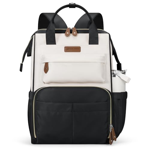 Maelstrom Laptop Backpack for Women Men, 15.6-17.3" Waterproof Travel Bag | Anti-theft Design, Lightweight, Luggage Strap, Device Protection, Breathable,Multi-Pockets, Perfect for Work/Business/School - color: Black-beige, size: 15.6 Inch