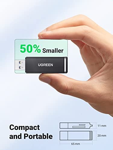 UGREEN SD Card Reader Portable USB 3.0 | Dual Slot Flash Memory Card Adapter Hub for TF SD Micro SD SDXC SDHC for Mac Windows Linux Chrome PC Laptop
