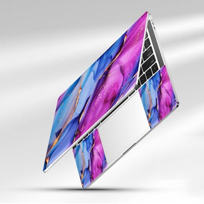 12.1-15.6 Inch Laptop Skin Decal, Universal Reusable Vinyl Laptop Cover Sticker, Waterproof Art Decal Protector in Colorful Marble - color: Colorful Marble