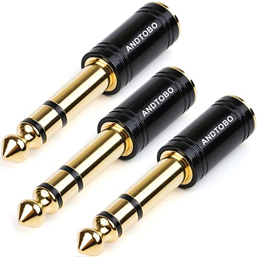 ANDTOBO 1/4''(6.35mm) Male to 1/8'' (3.5mm) Female Stereo Audio Jack Pure Copper Adapter for Headphone, Amp, 3 Pack-Black - color: 1/4 Male to 3.5mm Female -3PACK