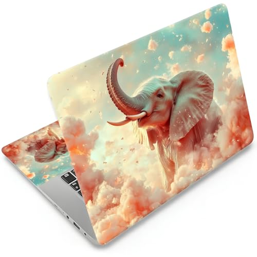 Universal Laptop Skin Sticker, 11-15.6 Inch Reusable Vinyl Laptop Skin Decal, Scratch Resistant Waterproof Cover, Easy to Trim & Apply, Elephant in Pink Clouds - color: Elephant in Pink Clouds