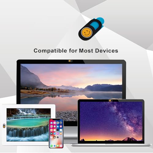 SIREG Webcam Cover Ultra Thin - Web Camera Cover fits Laptop,Tablet,PC,Computer, Smartphone, Protect Your Privacy and Security,Strong Adhesive (Smile-Black & 3 Pack) - color: Smile-Black & 3 pack