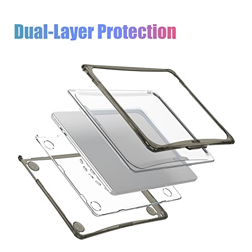 IBENZER Hexpact Protective MacBook Air 13 inch Case M5 2026 M4 2025 M3 M2 2024-2022 A3449 A3240 A3113 A2681, Heavy Duty Case & KeyboardCover & ScreenFilm, Gray, HPE-KK-GY+2 - color: Gray
