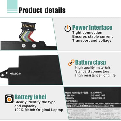 54.7Wh L20M4P73 L20C4P73 Laptop Battery Replacement for Lenovo ThinkPad X13 Gen2 (2021) X13 Gen3 (2022) Series L20L4P73 L20D4P73 5B10W51818 5B10W51853 15.36V 3564mAh - size: 11.06*3.94*0.21inch L20M4P73