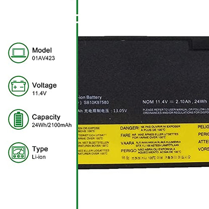 01AV423 SB10K97580 Laptop Battery Replacement for Lenovo ThinkPad T470 T480 A475 A485 T570 T580 P51S P52S TP25 Series 61 4X50M08810 01AV422 SB10K97579 01AV424 01AV452 01AV490 11.4V 24Wh - size: 9.9*3.5*1.5inch 01AV423