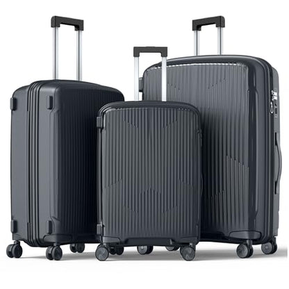 Nazhura Luggage Set, 3-Piece Hardside Suitcase Set, 20-inch Carry On, 24-inch, 28-inch Luggage - color: Grey